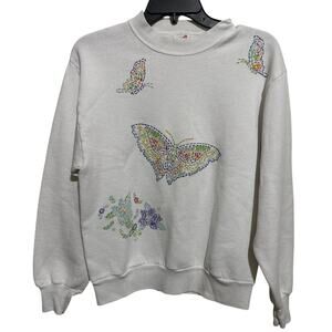Jerzees Grandma Core Butterfly Sweater Sweatshirt S